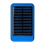 Bateria externa solar de alumínio com bordas coloridas 4.000 mAh cor azul primeira vista