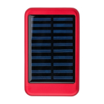 Bateria externa solar de alumínio com bordas coloridas 4.000 mAh cor vermelho primeira vista