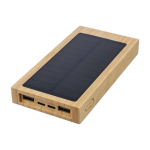 Bateria externa solar em bambu com indicador luminoso 10.000 mAh primeira vista