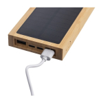 Bateria externa solar em bambu com indicador luminoso 10.000 mAh quinta vista