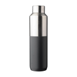 Garrafa de aço inoxidável reciclado com tampa prateada 600ml cor preto primeira vista
