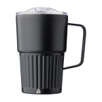 Copo take away de aço inoxidável reciclado com asa 450ml cor preto primeira vista