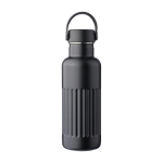 Garrafa de aço inoxidável reciclado com tampa e pega 500ml cor preto primeira vista