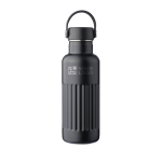 Garrafa de aço inoxidável reciclado com tampa e pega 500ml cor preto vista principal