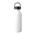Garrafa de aço inoxidável reciclado com tampa e pega 500ml cor branco primeira vista
