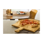 Tábua de pizza em bambu com guias de corte, cortador e espátula