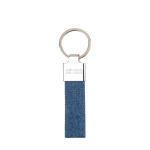Porta-chaves retangular de zinco personalizável com detalhe em denim cor azul vista principal