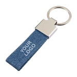 Porta-chaves retangular de zinco personalizável com detalhe em denim segunda vista
