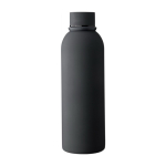 Garrafa de aço inoxidável reciclado com revestimento em borracha 500ml cor preto primeira vista