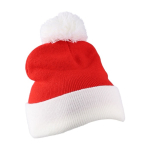 Gorro de Pai Natal em malha acrílica com pompom de poliéster primeira vista