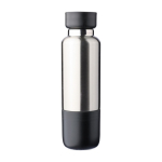 Garrafa de aço inoxidável com alça de pulso e copo na base 500ml cor preto primeira vista