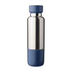 Garrafa de aço inoxidável com alça de pulso e copo na base 500ml cor azul primeira vista