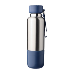 Garrafa de aço inoxidável com alça de pulso e copo na base 500ml cor azul segunda vista