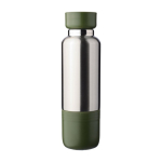 Garrafa de aço inoxidável com alça de pulso e copo na base 500ml cor verde primeira vista