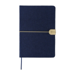 Caderno de feltro reciclado com fecho elástico e folhas pautadas A5 cor azul primeira vista