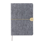 Caderno de feltro reciclado com fecho elástico e folhas pautadas A5 cor cinzento primeira vista