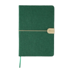 Caderno de feltro reciclado com fecho elástico e folhas pautadas A5 cor verde primeira vista
