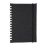 Caderno de RPET com espiral de cartão branco e folhas pautadas A5 cor preto primeira vista
