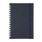 Caderno de RPET com espiral de cartão branco e folhas pautadas A5 cor azul primeira vista