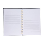 Caderno de RPET com espiral de cartão branco e folhas pautadas A5 quarta vista