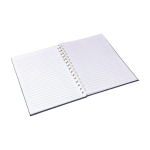 Caderno de RPET com espiral de cartão branco e folhas pautadas A5 quinta vista
