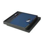 Caderno de PU reciclado com folhas pautadas A5 e caneta tinta azul décima vista