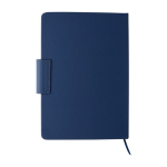 Caderno de PU reciclado com folhas pautadas A5 e caneta tinta azul terceira vista