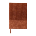 Caderno com efeito de camurça na parte superior folhas pautadas A5 cor castanho primeira vista