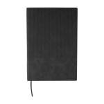 Caderno com efeito de camurça na parte superior folhas pautadas A5 cor preto primeira vista