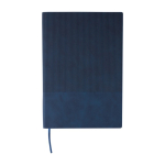 Caderno com efeito de camurça na parte superior folhas pautadas A5 cor azul primeira vista