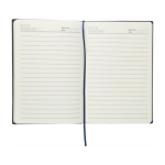 Caderno com efeito de camurça na parte superior folhas pautadas A5 quarta vista