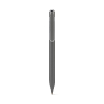 Caneta de alumínio reciclado com clip inovador e tinta azul cor cinzento-claro primeira vista