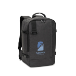 Mochila de poliéster reciclado com medidas para companhias aéreas 14'' cor cinzento-escuro imagem com logo