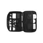 Bolsa organizadora de acessórios tecnológicos em poliéster reciclado cor preto sétima vista