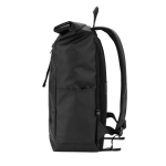 Mochila roll top de viagem em poliéster reciclado impermeável 14'' cor preto quarta vista