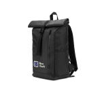 Mochila roll top de viagem em poliéster reciclado impermeável 14'' cor preto imagem com logo