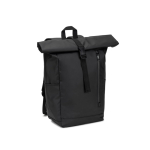 Mochila roll top de viagem em poliéster reciclado impermeável 14'' cor preto