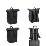 Mochila roll top de viagem em poliéster reciclado impermeável 14'' varias cores