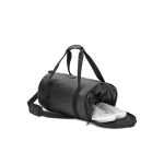 Saco de desporto em poliéster reciclado 600D com divisão para sapatos cor preto oitava vista