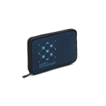 Bolsa organizadora em poliéster reciclado para acessórios tecnológicos cor azul imagem com logo