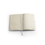 Caderno ecológico com porta-caneta A5 folhas pautadas cor branco terceira vista