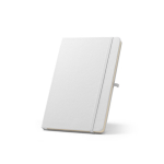 Caderno ecológico com porta-caneta A5 folhas pautadas cor branco