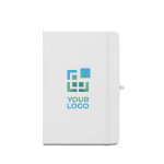 Caderno ecológico com porta-caneta A5 folhas pautadas vista principal