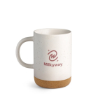 Chávena de cerâmica com base de cortiça amovível e design mate 320ml cor branco-sujo imagem com logo