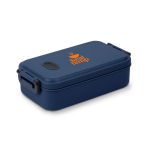 Lancheira de plástico lavável na máquina com tampa resistente 900ml cor azul-marinho imagem com logo