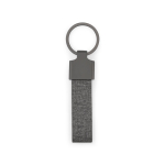 Porta-chaves retangular em metal e PET reciclado com argola prática cor cinzento-escuro primeira vista