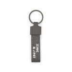 Porta-chaves retangular em metal e PET reciclado com argola prática cor cinzento-escuro imagem com logo 2
