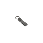 Porta-chaves retangular em metal e PET reciclado com argola prática cor cinzento-escuro