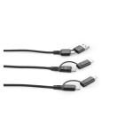 Cabo USB 6 em 1 ultrarrápido em alumínio e PET reciclado versátil cor preto segunda vista