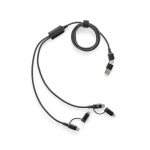 Cabo USB 6 em 1 ultrarrápido em alumínio e PET reciclado versátil cor preto